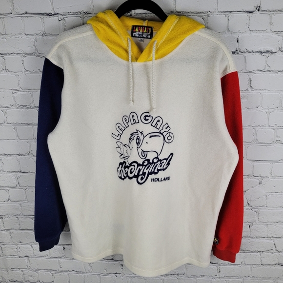 LAPAGAYO HOLLAND | vintage colour block reverse weave pullover hoodie sweater - Picture 1 of 9